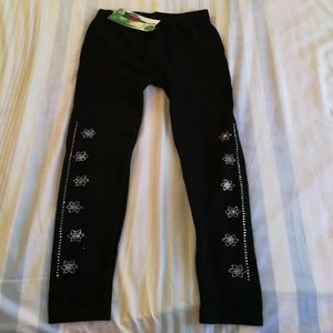 Black flower studded leggings